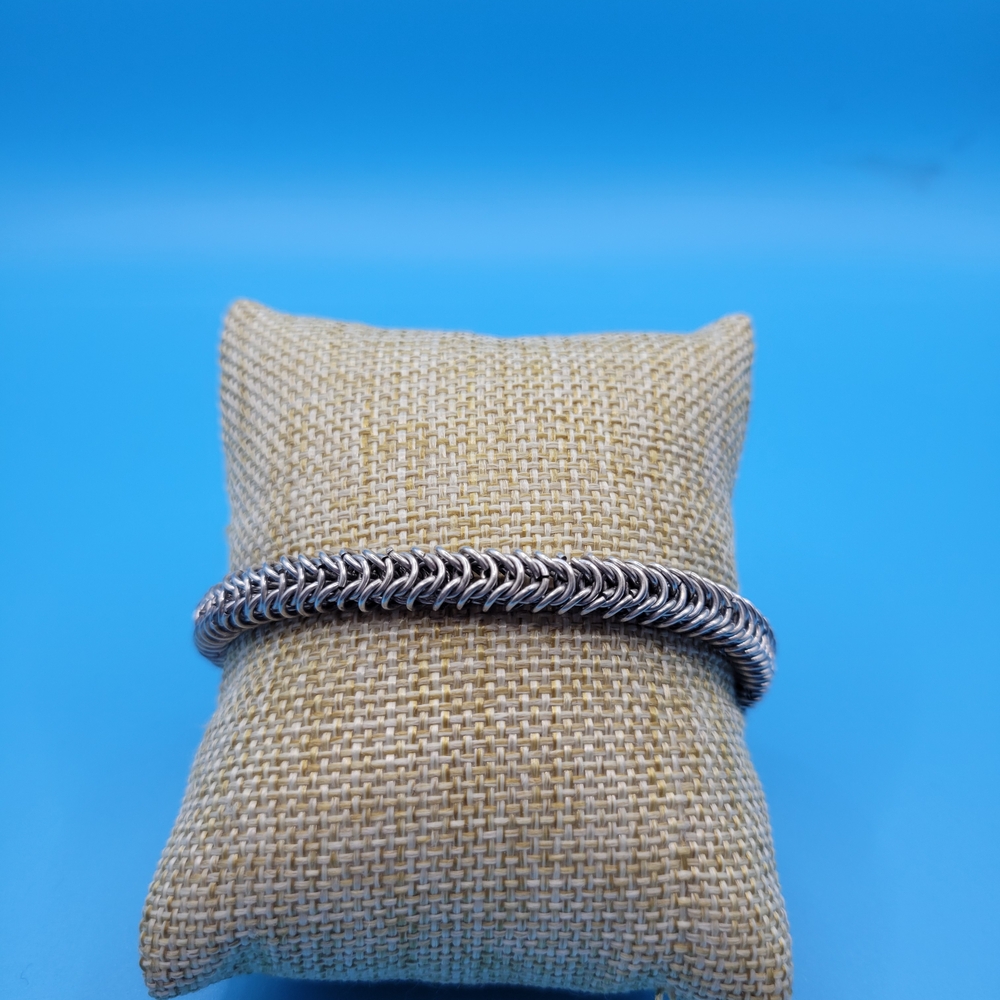 925 STERLING SILVER HEAVY WOVEN BRAID SNAKE ARTISAN BRACELET 7 in